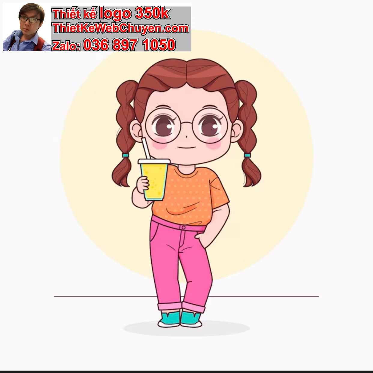 Cô gái chibi uống trà chanh