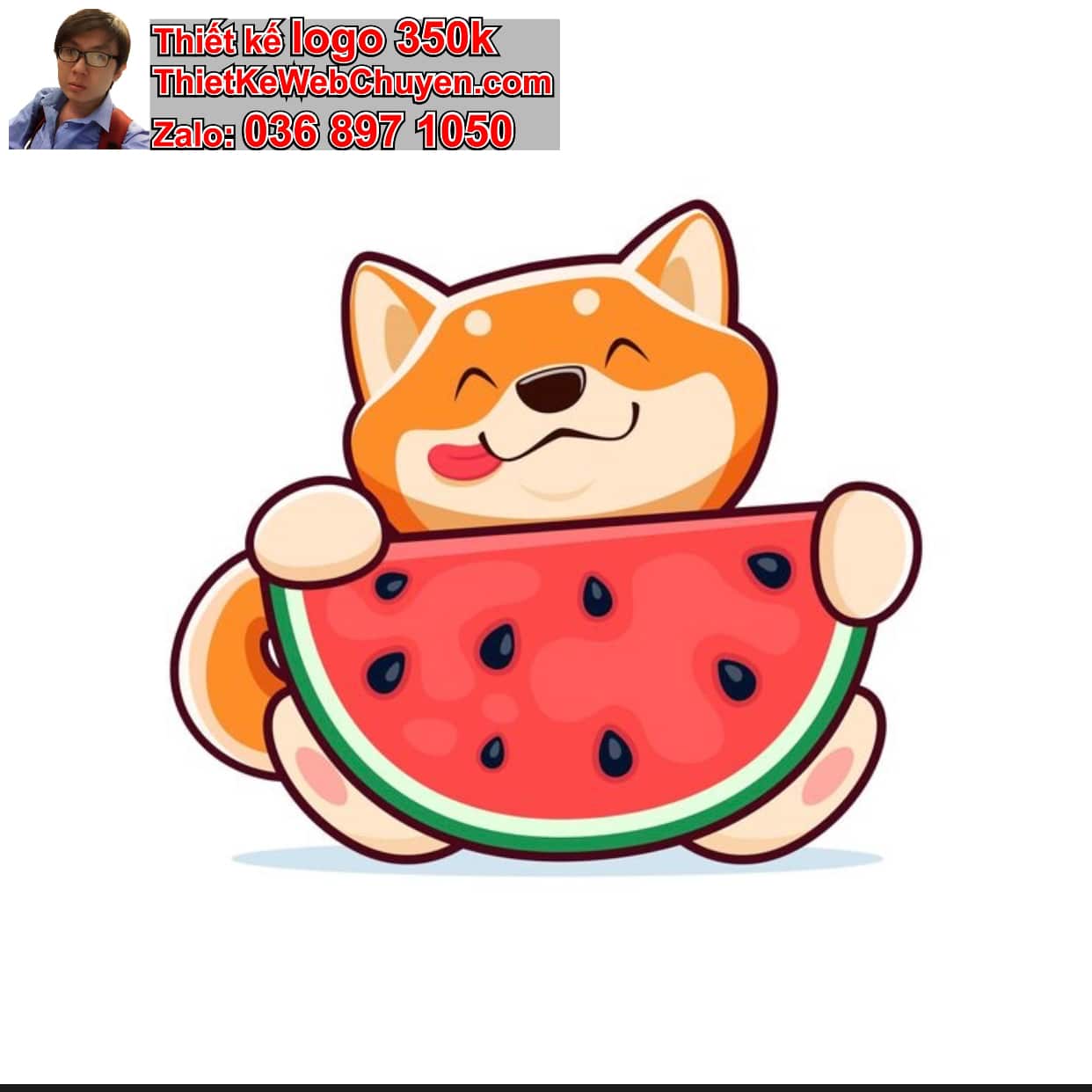 Cún Chibi Ăn Dưa Hấu