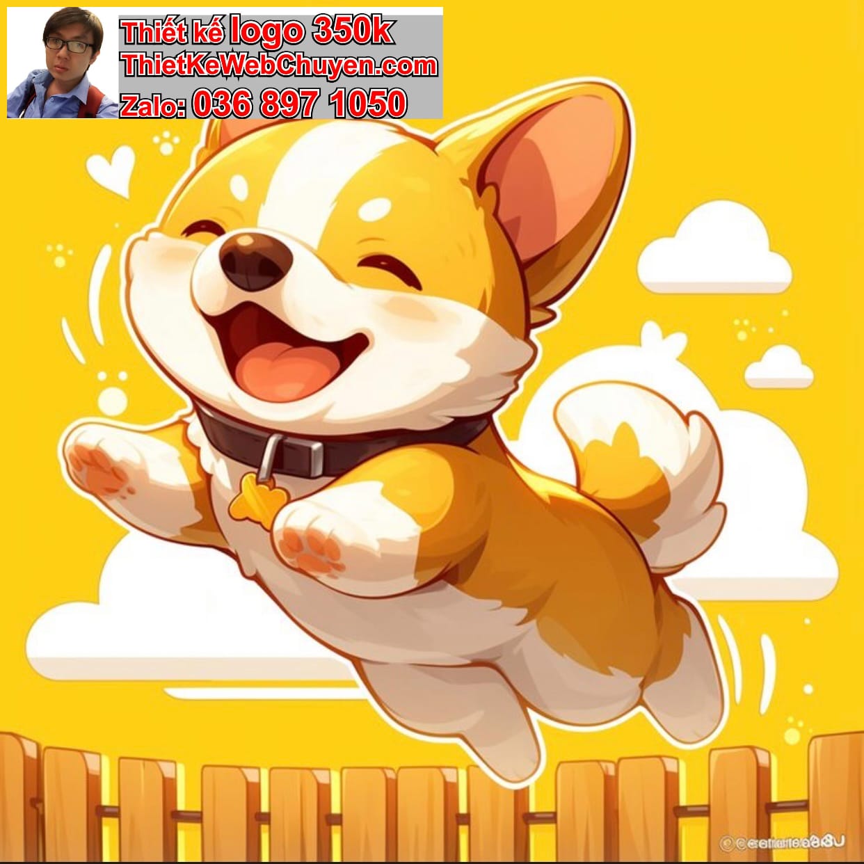 Cún chibi biểu cảm phấn khích