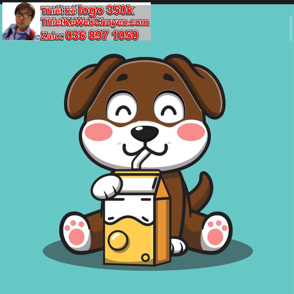 Cún Chibi Uống Nước Ép Trái Cây
