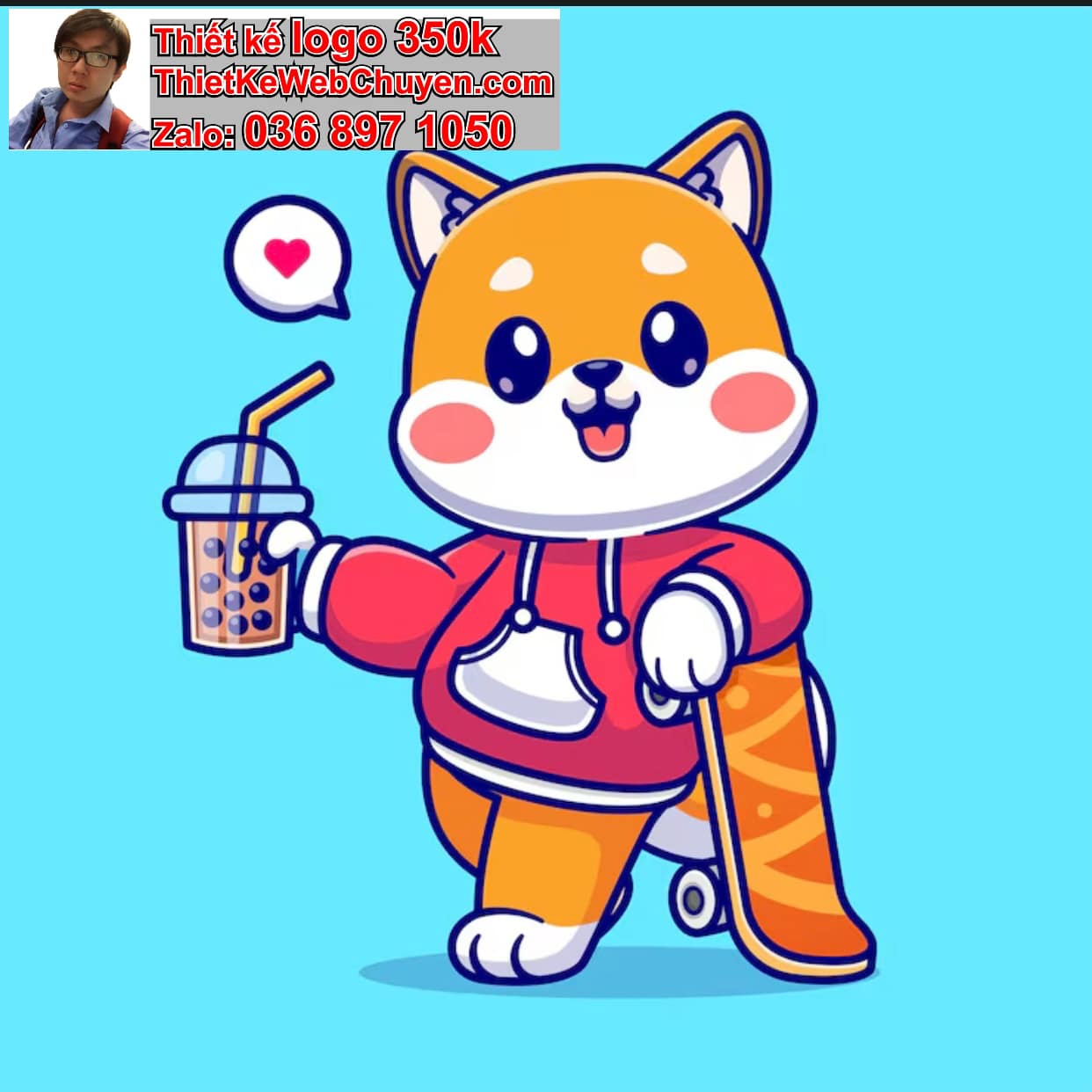 Cún Chibi Uống Trà Sữa