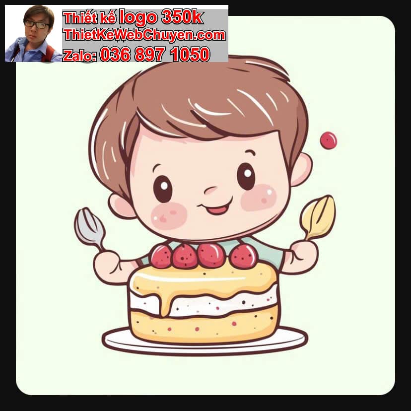 Em bé chibi ăn cupcake