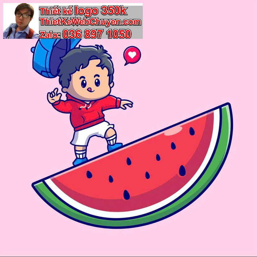 Em bé chibi ăn dưa hấu