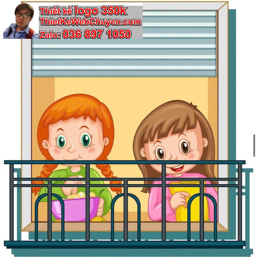 Em bé chibi ăn uống ngoài ban công