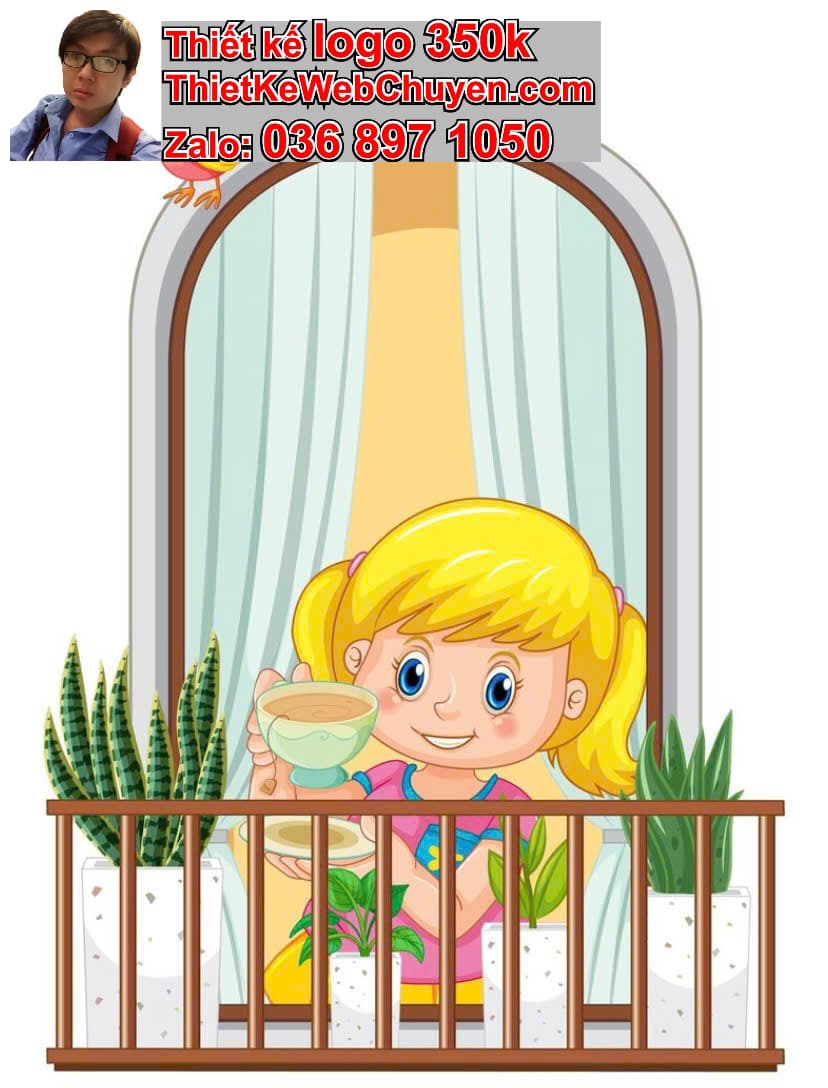 Em bé chibi ăn uống ngoài ban công