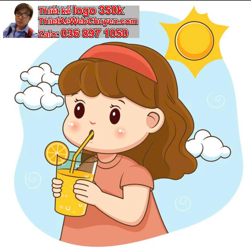 Em bé chibi uống nước ngọt