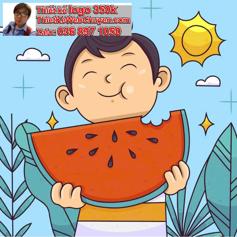Gia đình chibi ăn dưa hấu