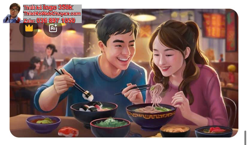 Gia đình chibi ăn phở