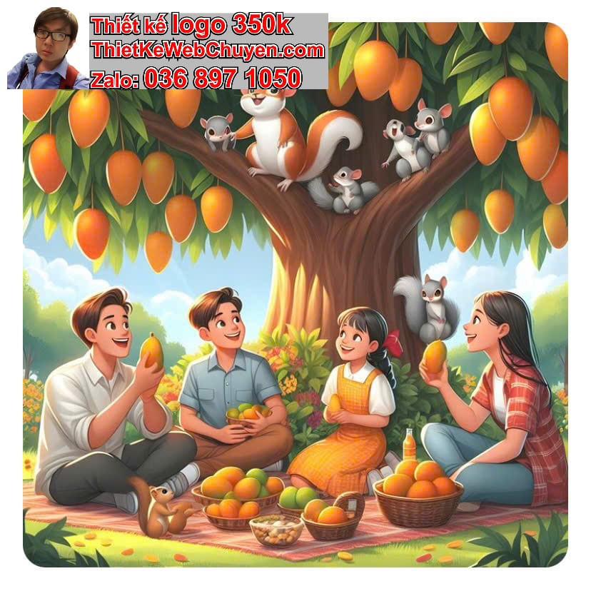 Gia đình chibi ăn xoài 