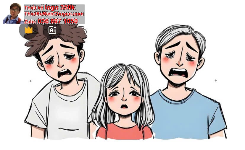 Gia đình chibi biểu cảm bối rối 