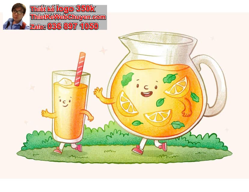 Gia đình chibi uống nước ép trái cây