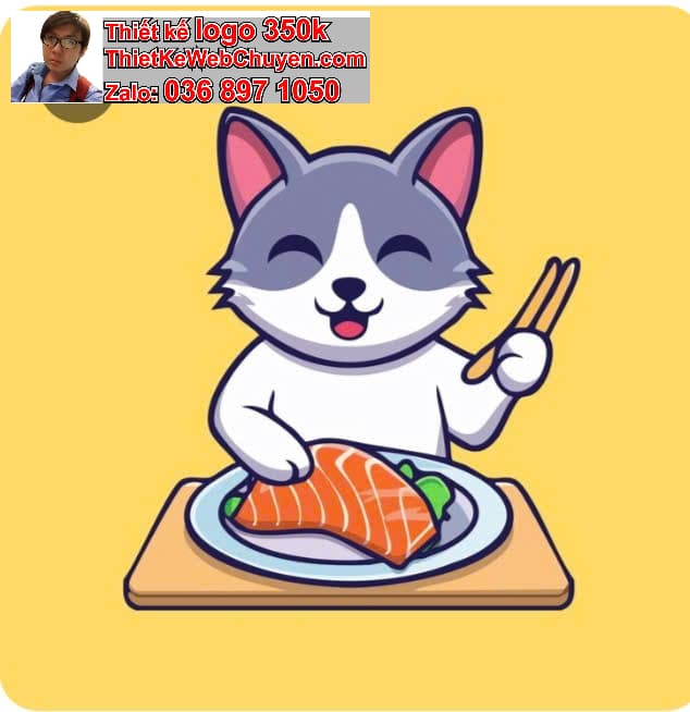 Mèo béo chibi ăn cơm