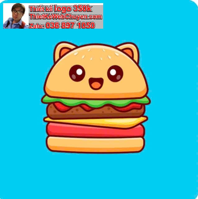 Mèo chibi ăn hamburger 