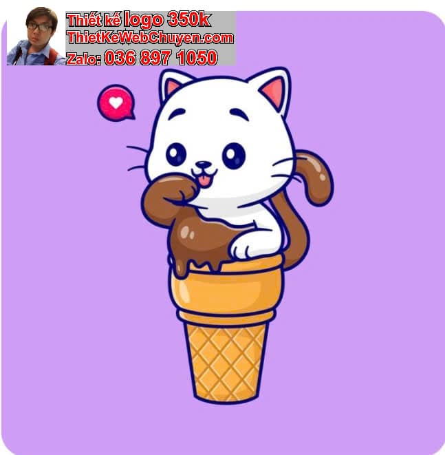Mèo chibi ăn kem