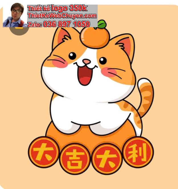 mèo béo chibi cười tít mắt