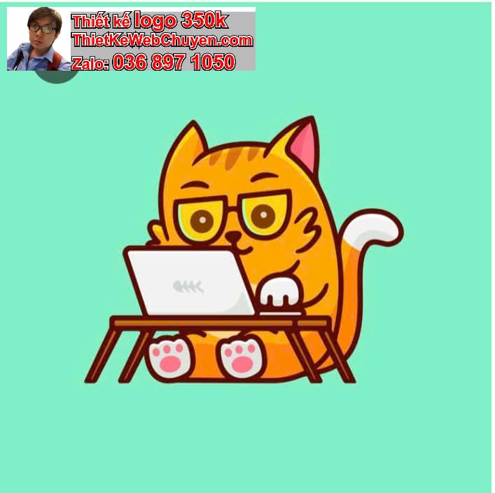 mèo béo chibi ngồi bàn làm việc