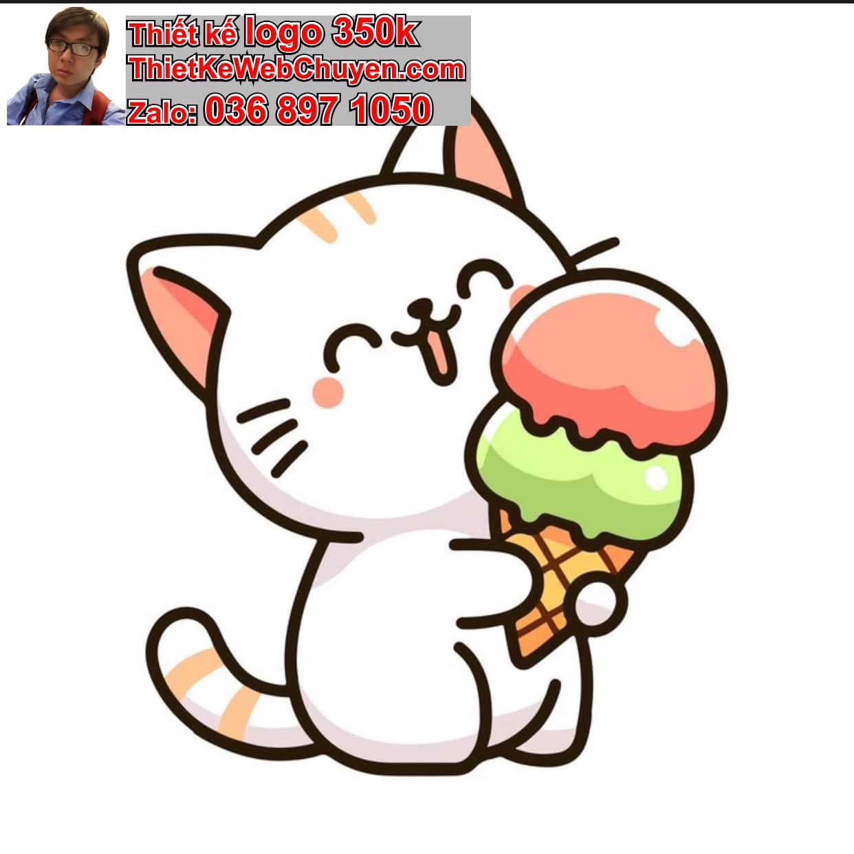 Mèo chibi ăn kẹo