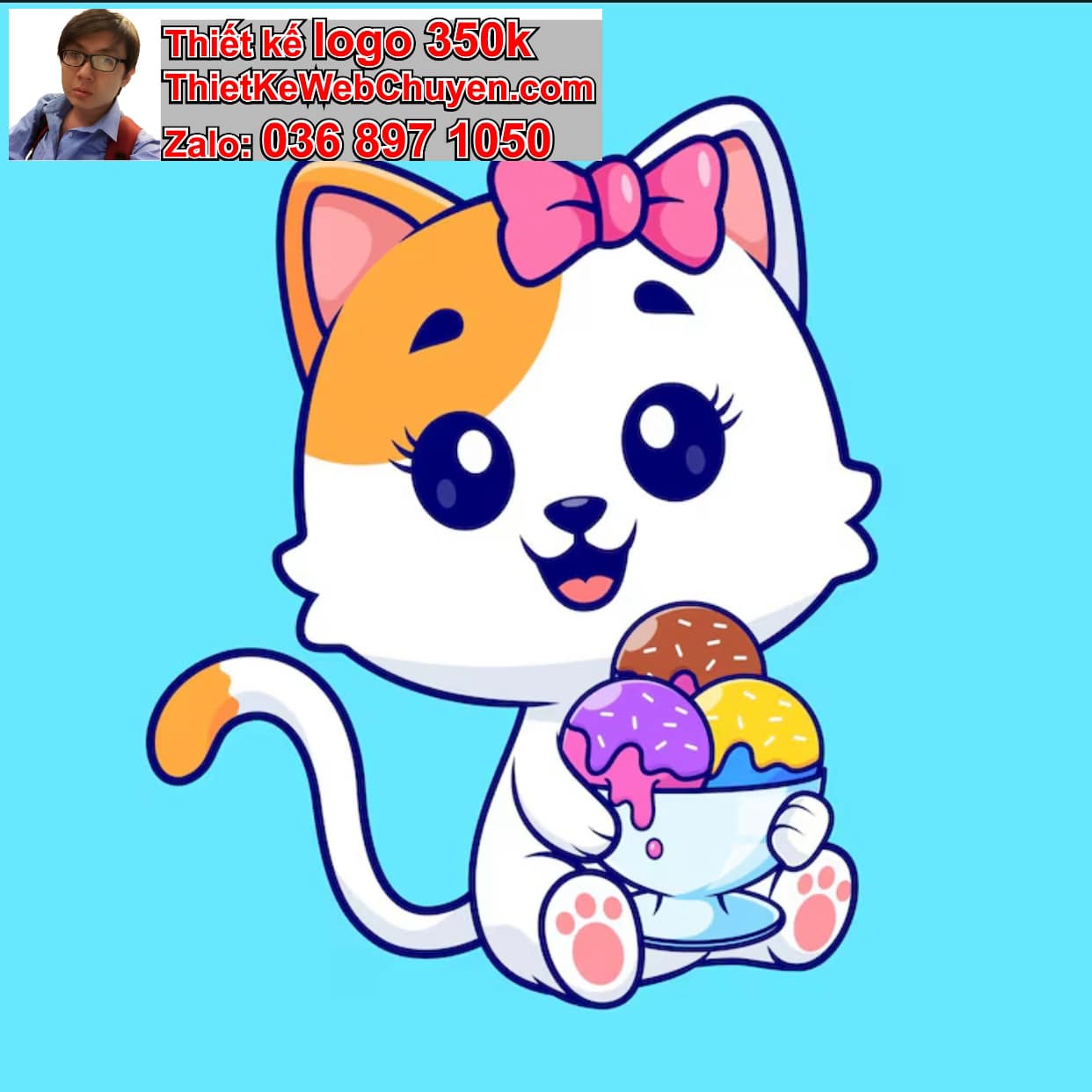 Mèo chibi ăn kẹo