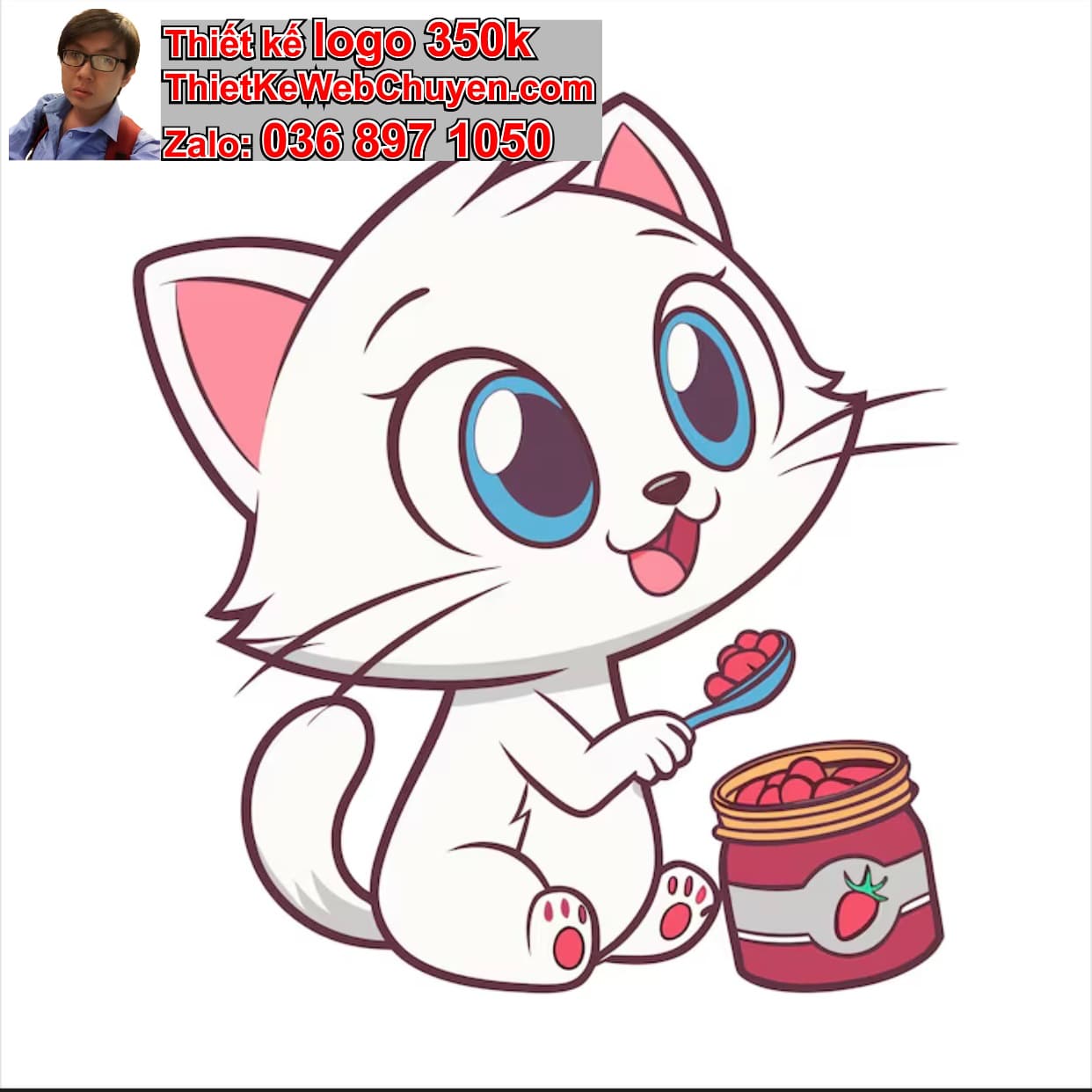 Mèo chibi ăn kẹo