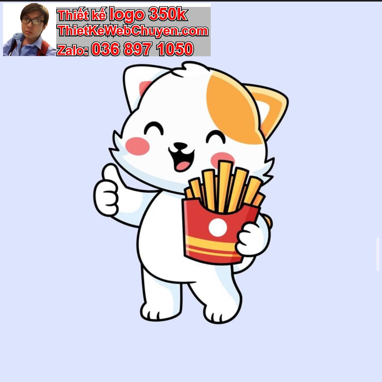 Mèo chibi ăn khoai tây chiên