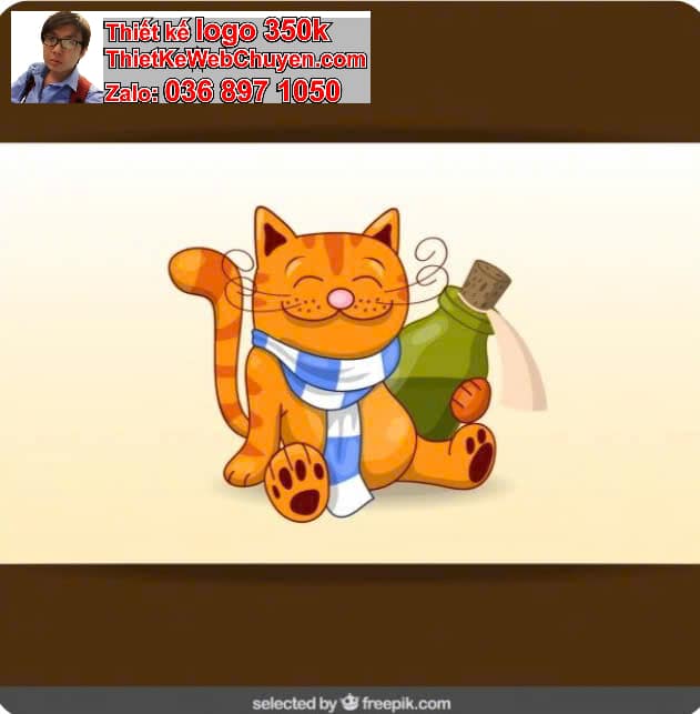 Mèo chibi ăn uống ngoài trời