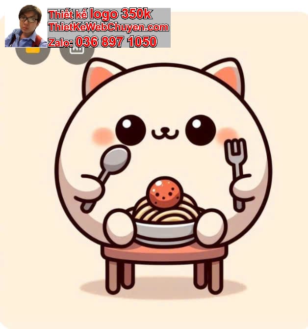 Mèo chibi ăn uống trên mái nhà
