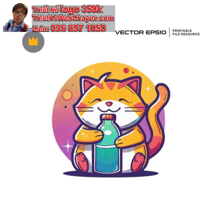 Mèo Chibi Uống Nước Ngọt