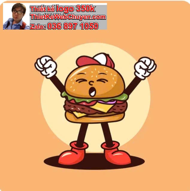 Nhân vật chibi tóc dài ăn hamburger