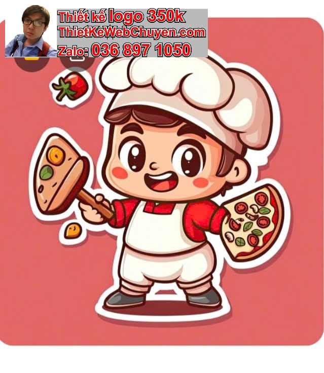 Nhân vật chibi tóc dài ăn pizza