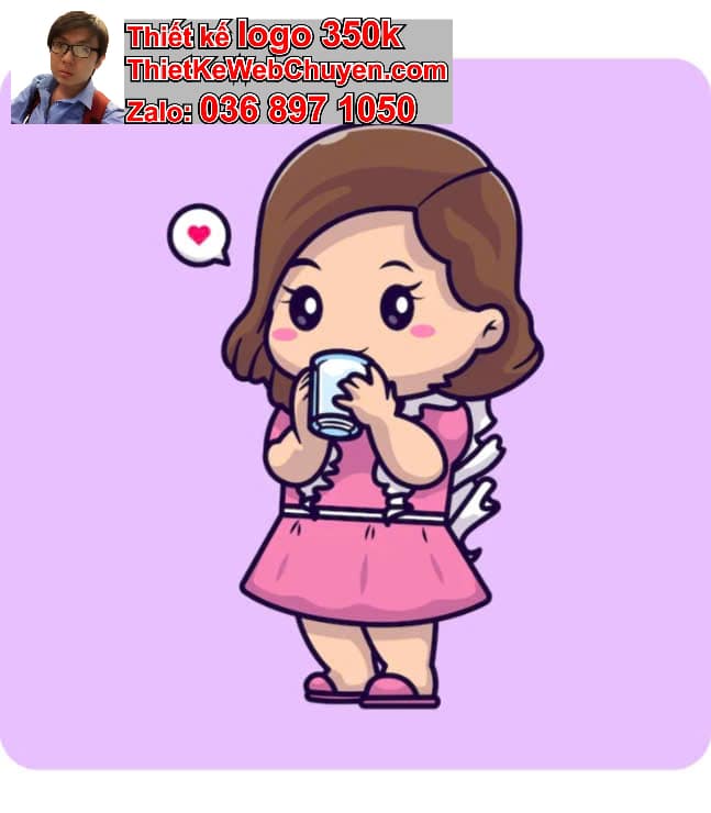 Nhân Vật Chibi Tóc Dài Ăn Uống Trong Công Viên