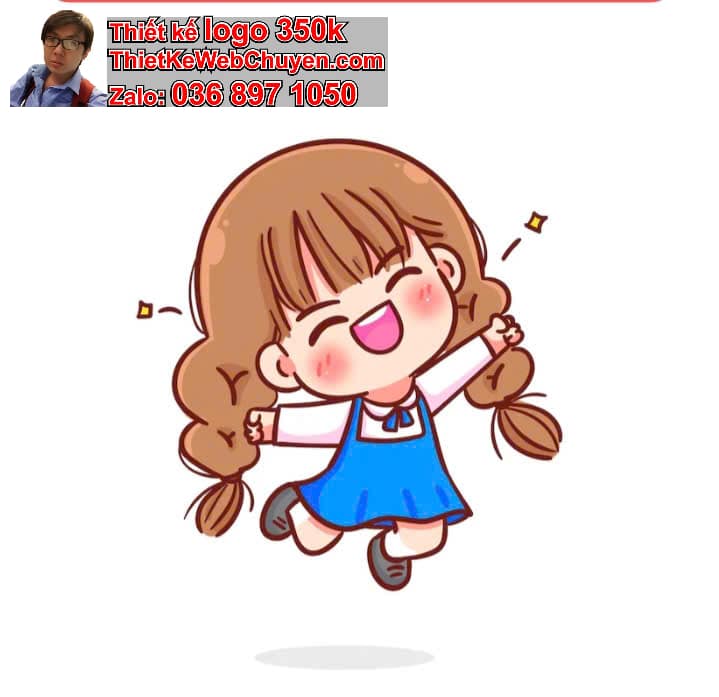 Nhân vật chibi tóc dài biểu cảm bối rối