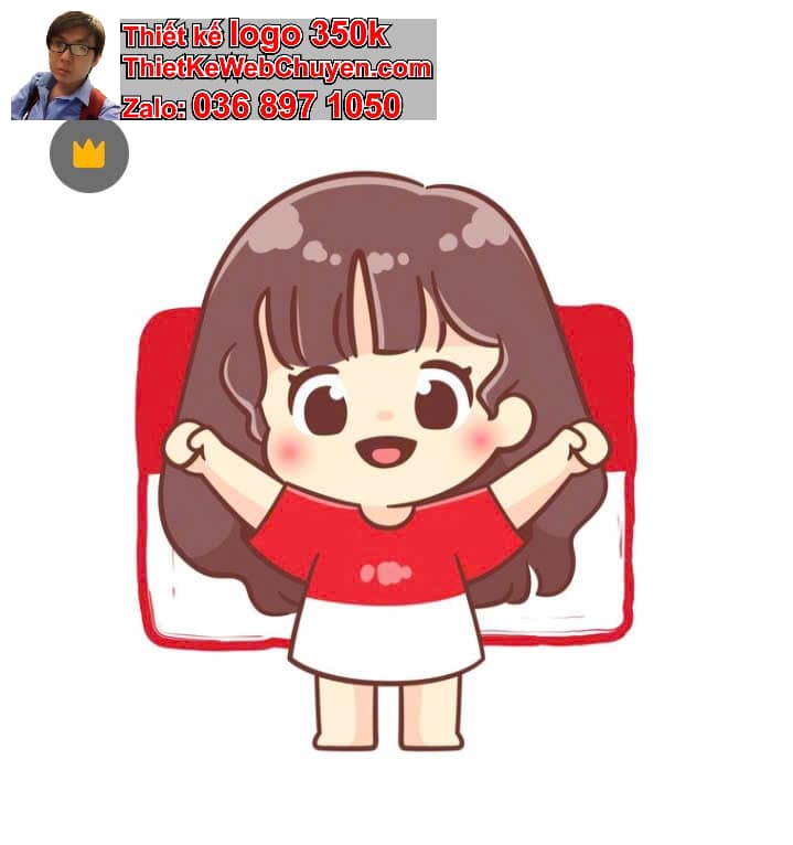 nhân vật chibi tóc dài ngồi trên giường