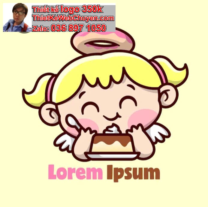 Nhân vật chibi tóc ngắn ăn bánh donut