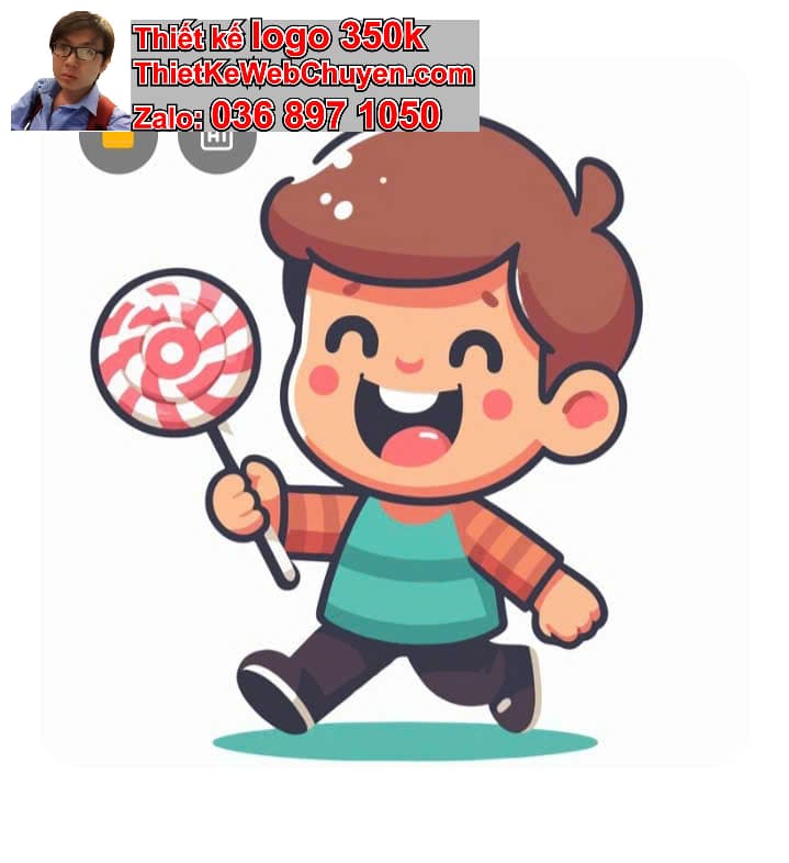 Nhân vật chibi tóc ngắn ăn kẹo