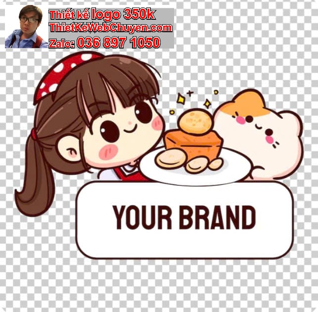 Nhân vật chibi tóc ngắn ăn uống trên mái nhà