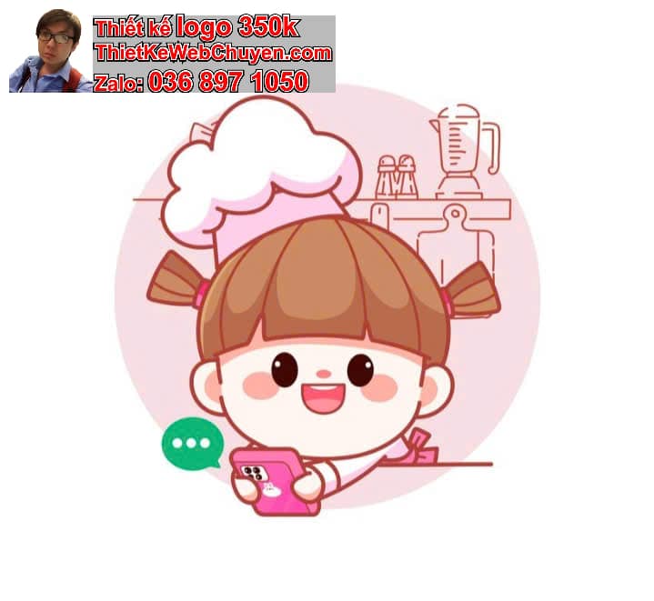 Nhân vật chibi tóc ngắn ngồi quán cà phê