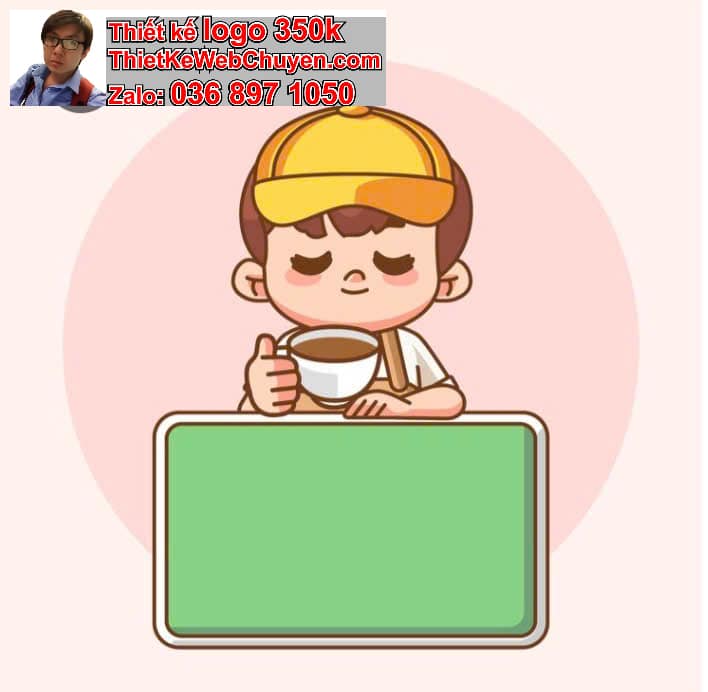 Nhân vật chibi tóc ngắn ngồi quán cà phê