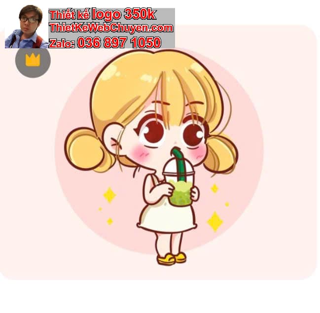 Nhân Vật Chibi Tóc Ngắn Uống Sinh Tố