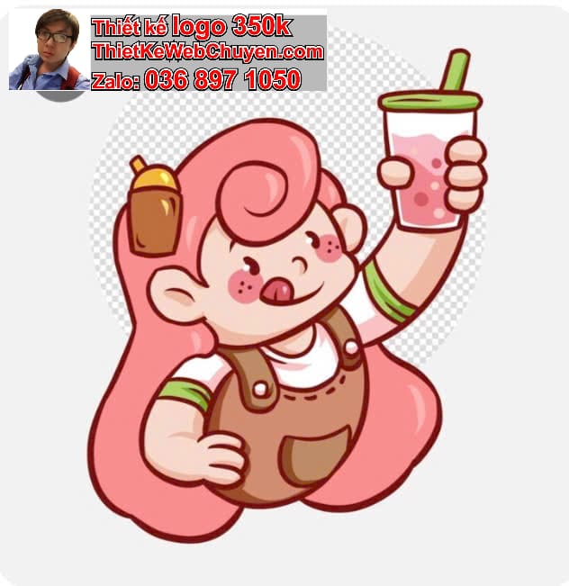 Nhân Vật Chibi Tóc Ngắn Uống Sinh Tố