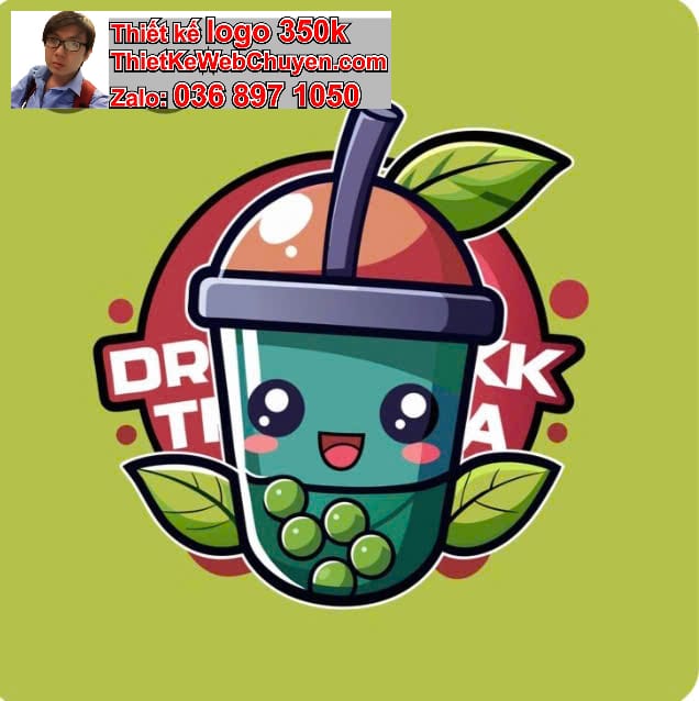 Nhân vật chibi tóc ngắn uống soda