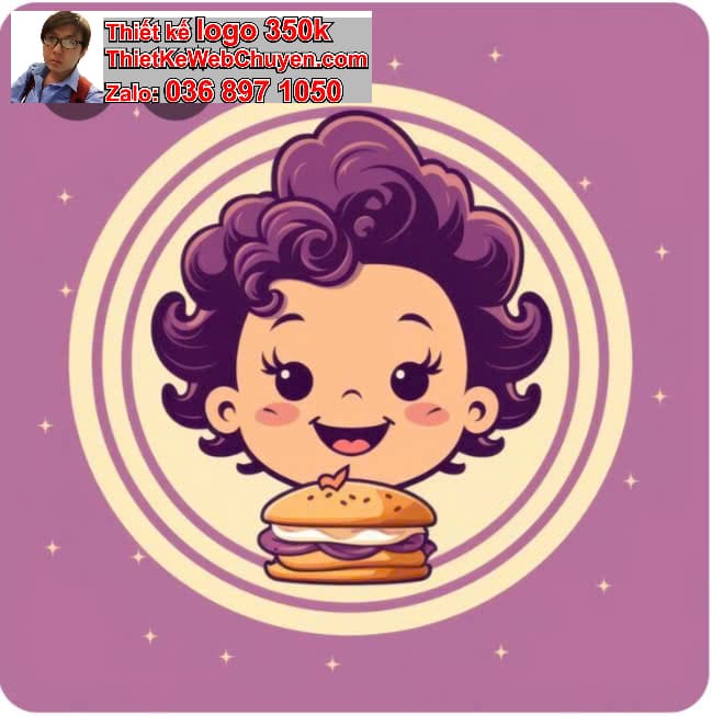 Nhân Vật Chibi Tóc Xoăn Ăn Bánh Kem