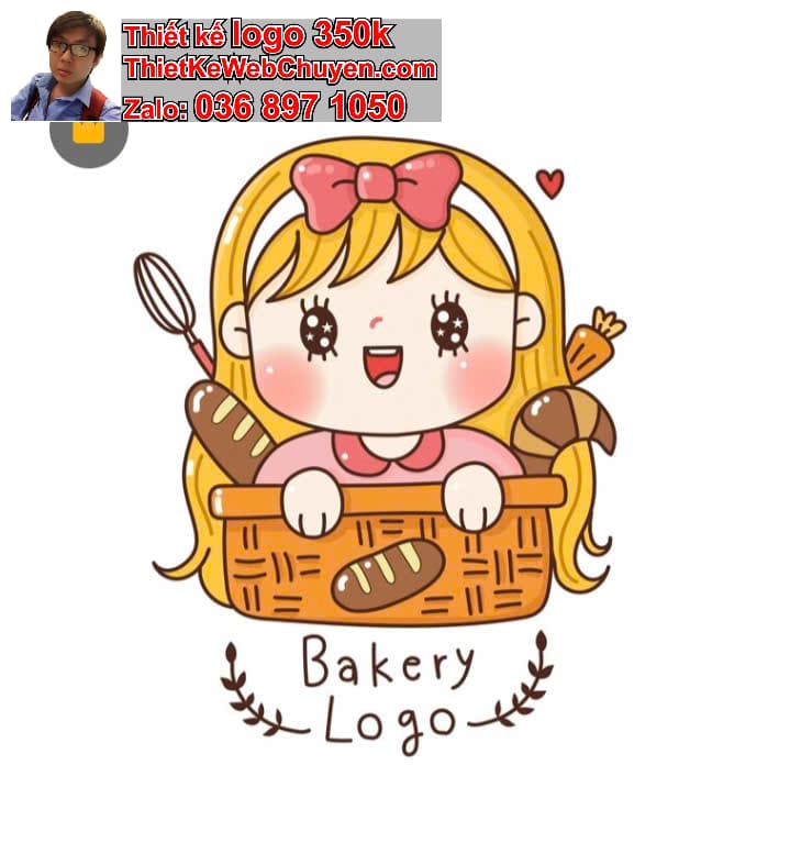 Nhân vật chibi tóc xoăn ăn bánh ngọt