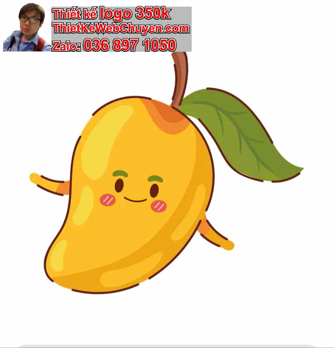 Nhân vật chibi tóc xoăn ăn xoài