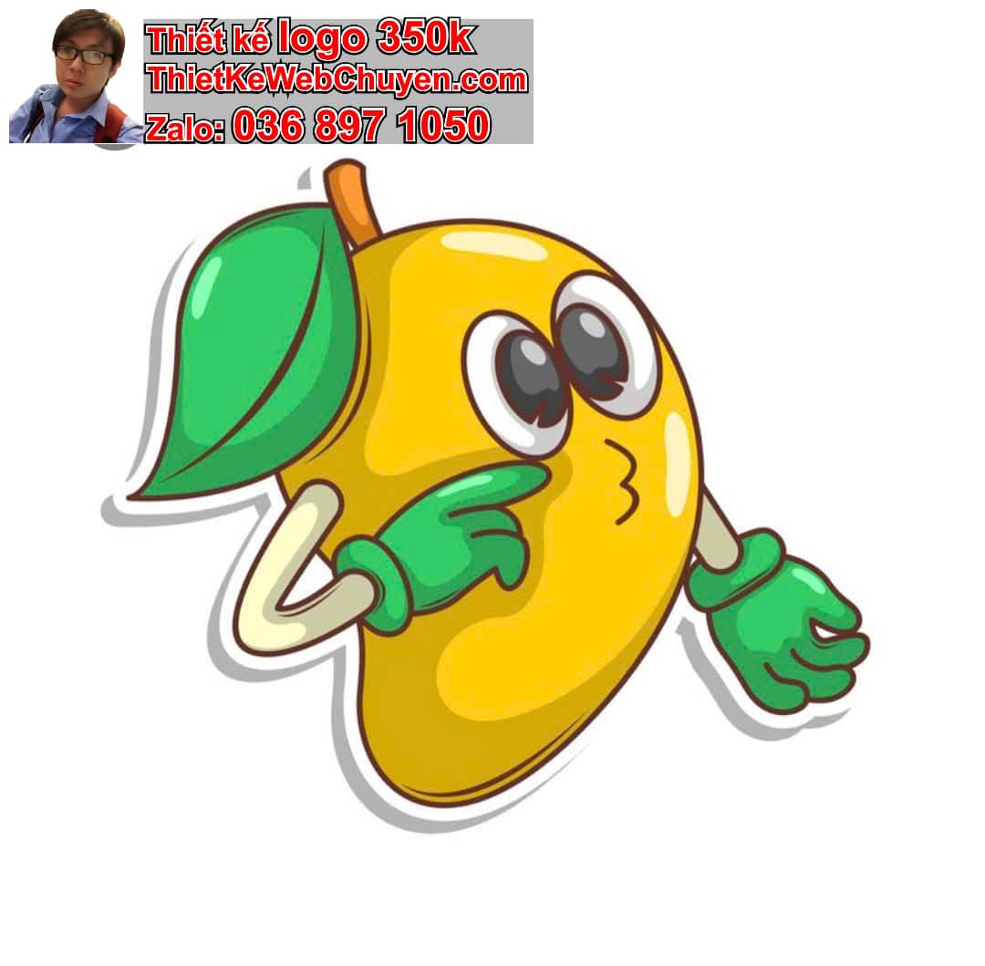 Nhân vật chibi tóc xoăn ăn xoài