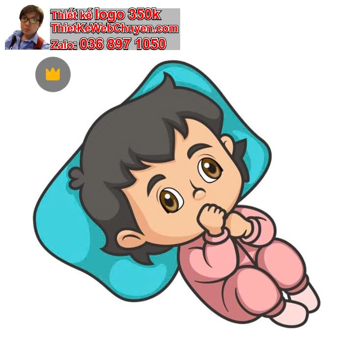 Nhân vật chibi tóc xoăn ngồi trong phòng ngủ