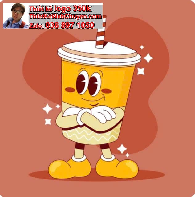 Nhân vật chibi tóc xoăn uống nước ép trái cây