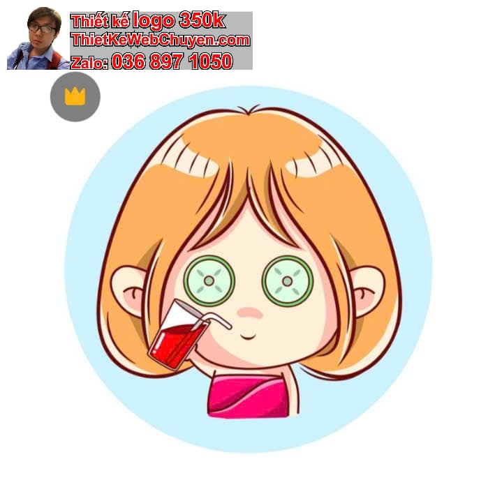 Nhân Vật Chibi Tóc Xoăn Uống Trà Chanh