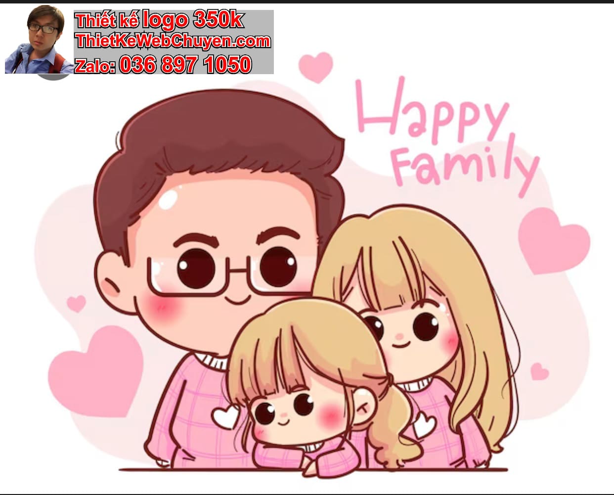 Thiết kế chibi gia đình 3 người