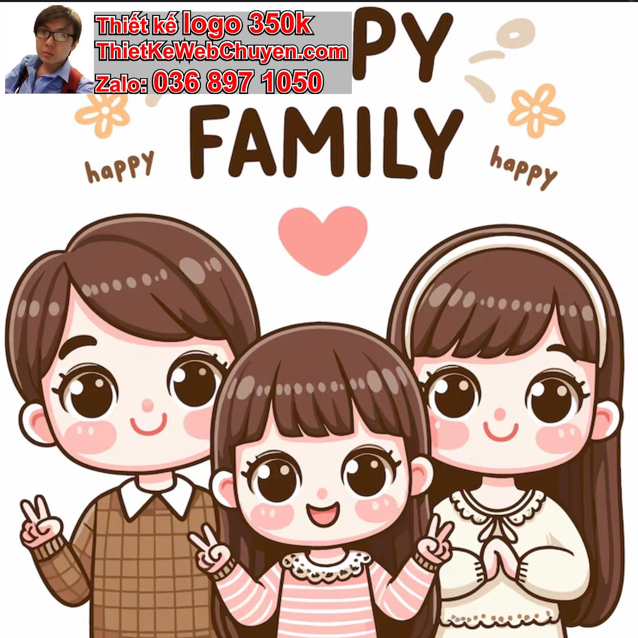 Thiết kế chibi gia đình 3 người