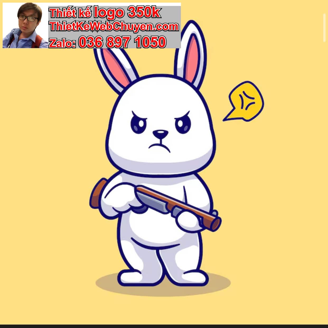 Thỏ chibi biểu cảm bối rối